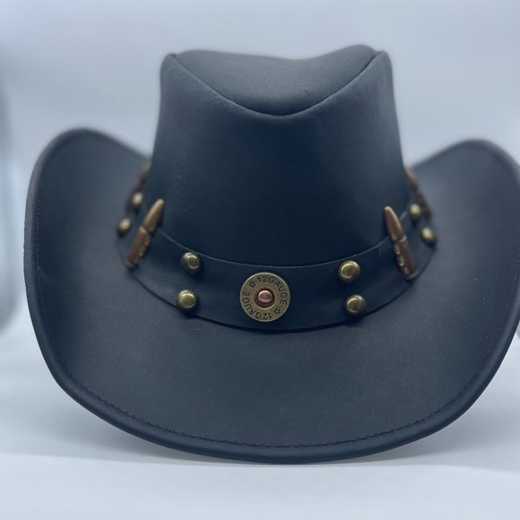 LIVSTAK WESTERN COWBOY, BLACK HAT, 100% LEATHER, Size L, S1LVK01, BALLER - Picture 8 of 12